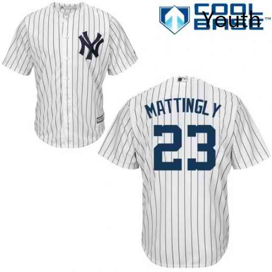 Youth Majestic New York Yankees 23 Don Mattingly Authentic White Home MLB Jersey